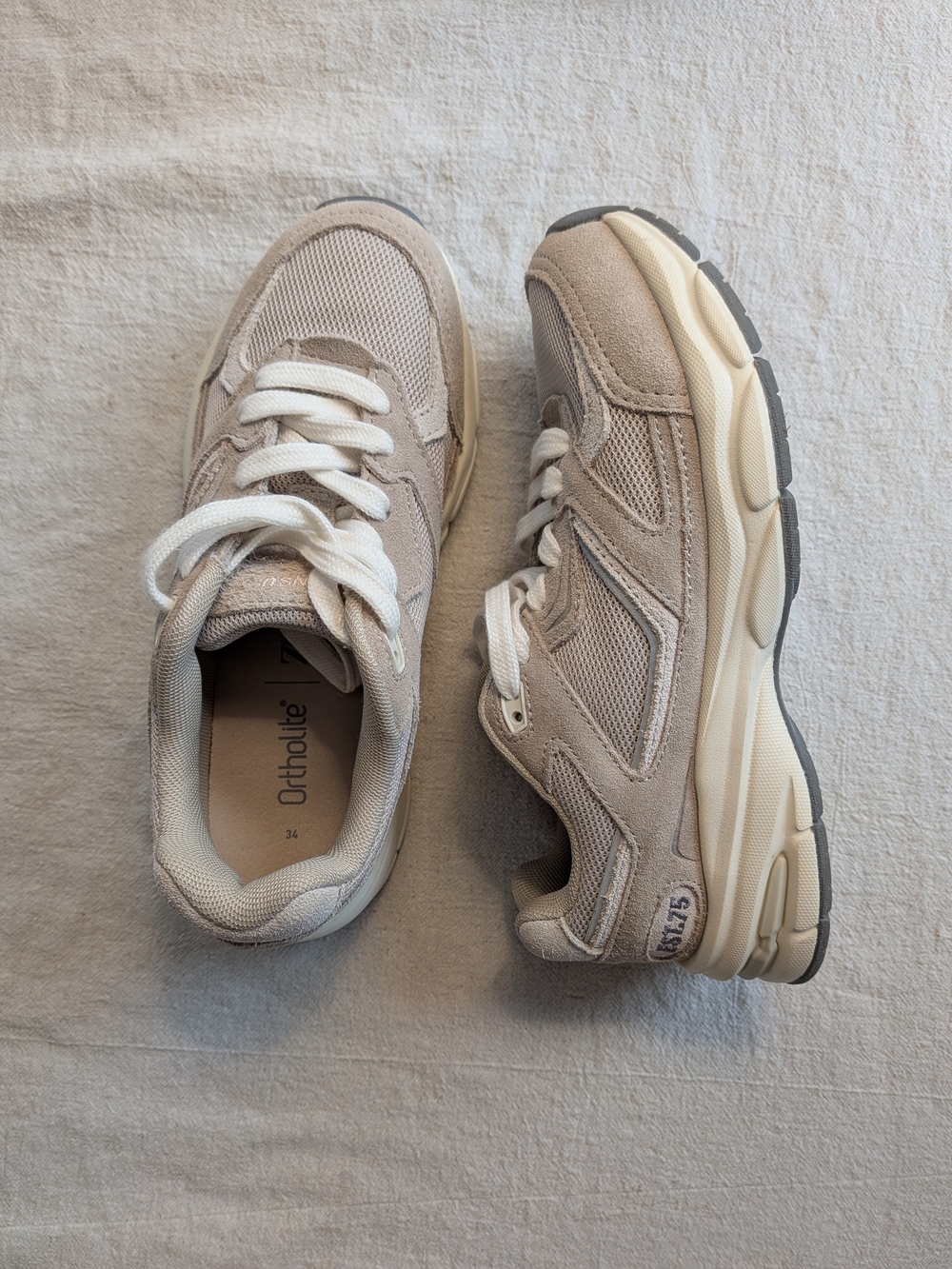 Zara Ortholite Mesh Trainers Beige Tan Neutral Chunky Sole, Kids Sz 34